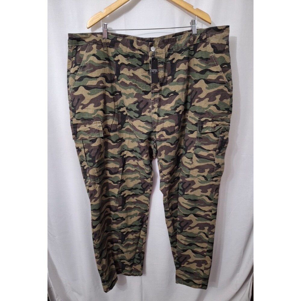 BoohooMan Plus Relaxed Ripstop Tie Hem Cargo Camo Trouser Sz 46x30 Military NWT